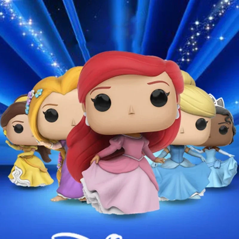 New FUNKO POP Princess Ariel #220 Belle #221 Cinderella #222 Rapunzel #223 Tiana #224 Merida #324 Action Figure for Kids Gift