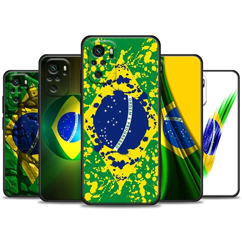 

Brazil Brazilian Flag Phone Case For Xiaomi Redmi Note 11 10 9 8 Pro 9S 8A 10S 11S Soft Cover For Redmi Note 8Pro 10Pro