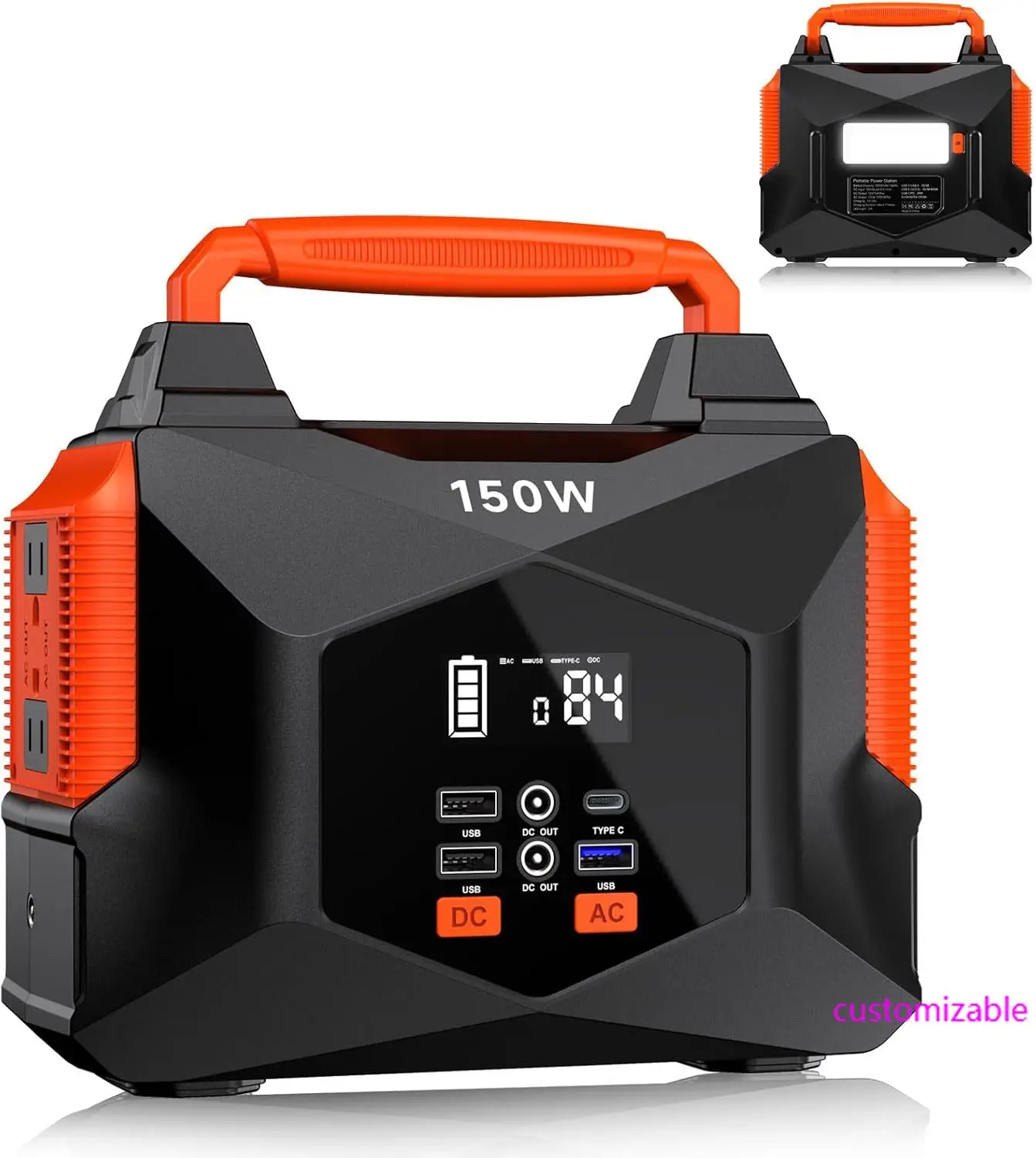

Portable Power Station for Camping, 150w 146wh Portable Generator for Home Use Indoor Outdoor Quiet Generator