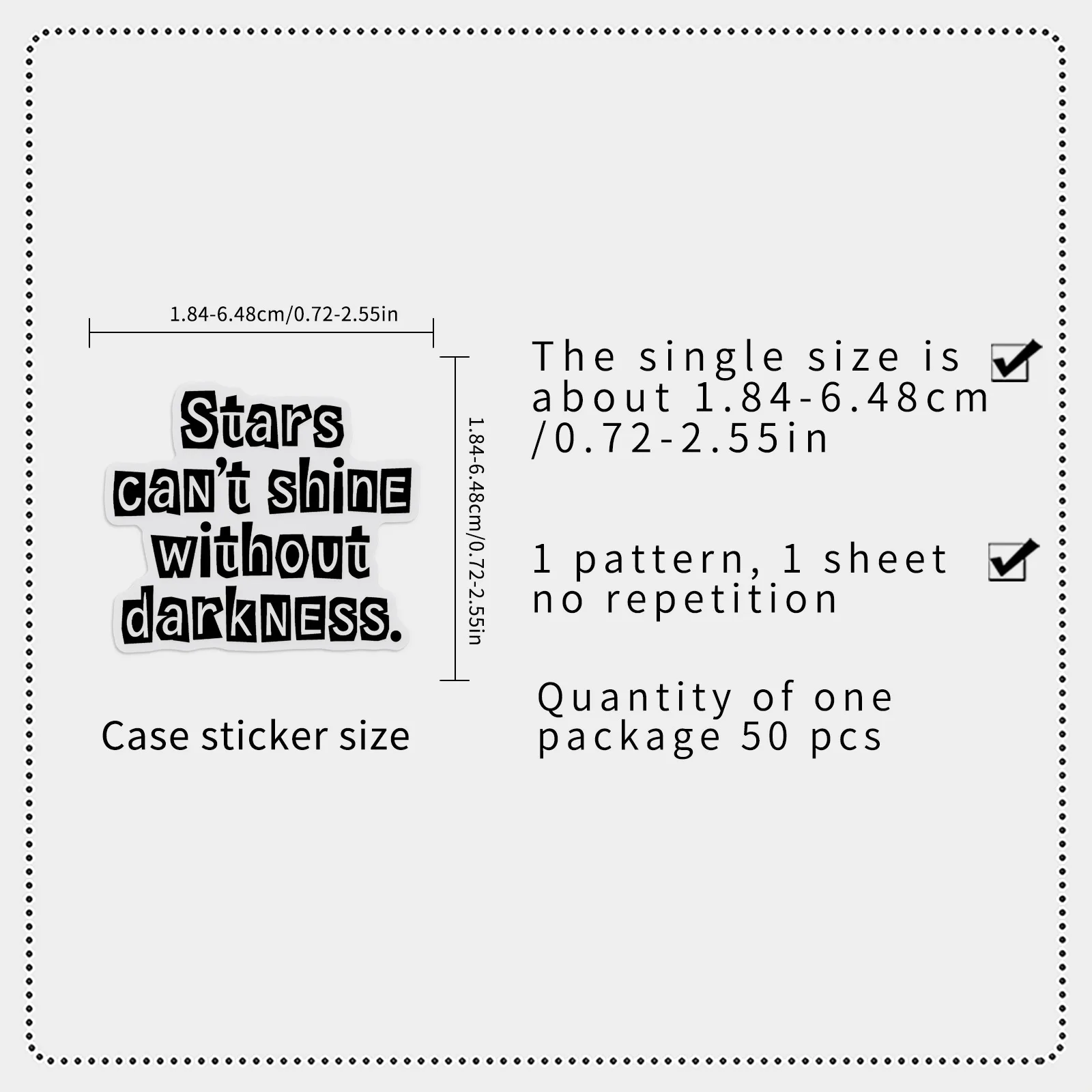 50-100PCS Black & White Inspirational English Transparent PET Stickers, Positive Quote Waterproof Decals for Journaling Decor