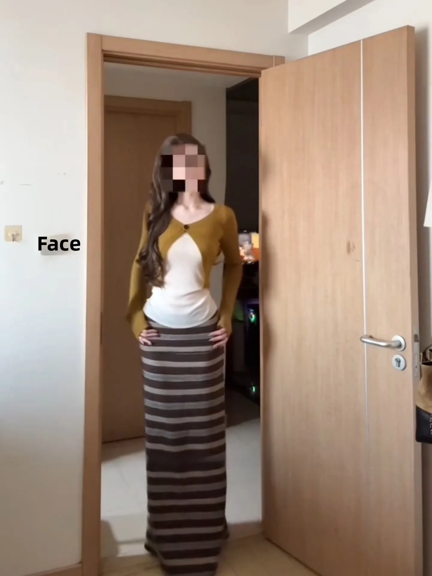 High Waist Slim Fit Long Skirt Women's Checkered Woolen  Dress Spring Autumn Small Size Beautiful And Attractive
