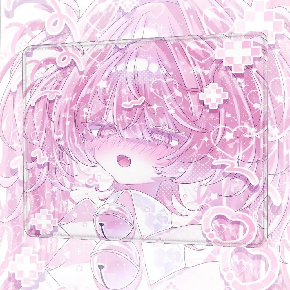 Anime Cute Angel Girls Mouse Pad 45x40 Laptop Gaming Desk Mat PC Kawaii Gamer Cabinet Mousepad XS Keyboard Rug Pink Carpet