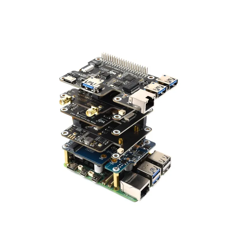 4-Ch PCIe FFC Adapter Board for Raspberry Pi 5, Expands Pi5 PCIe to 4 FFC Connectors, Support Stacking Multiple PCIe HATs