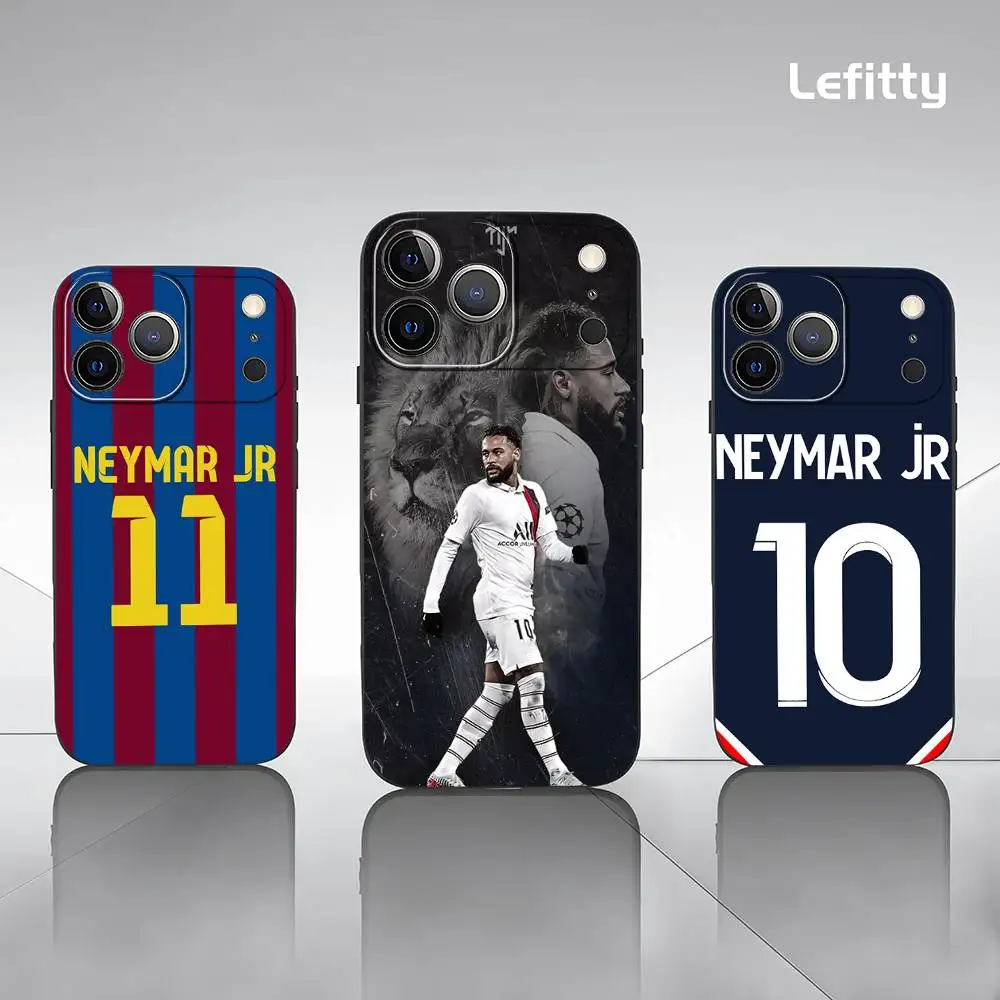 

1PC Football Star N-Neymar Phone Case For iPhone 17 16 15 14 13 12 11 Pro Max Plus Mini Black Frosted Soft Shell Funda