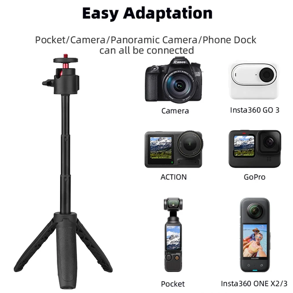 Selfie-Stick-Stativ für Insta360 X4 X3 Ace Pro 2 DJI Action 5 4 Pro Pocket 3 GoPro Selfie-Stick mit Stativ-Zubehör