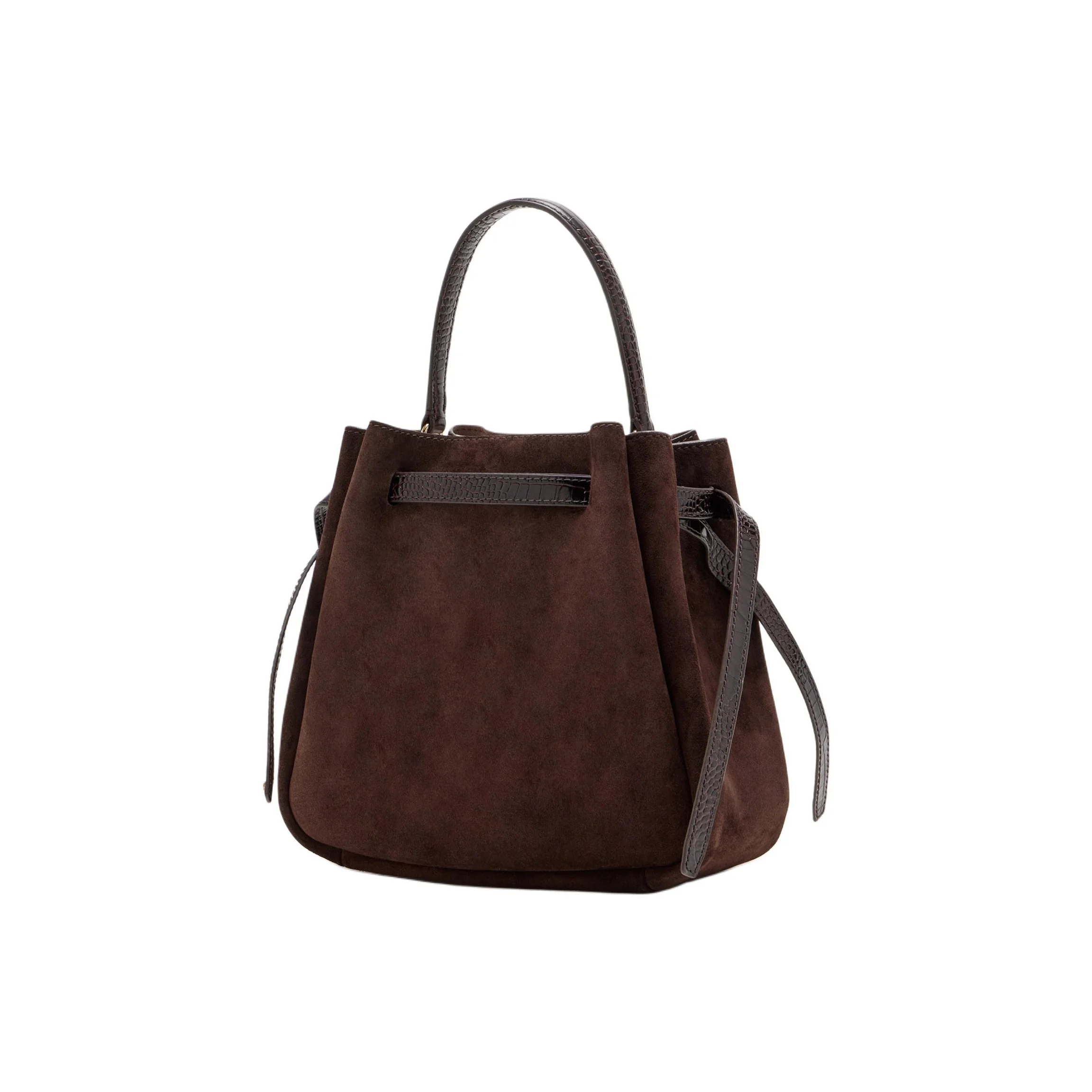 Fotografia 4: Bolsa de Ombro TORY BURCH Romy em Couro de Vaca com Camurça, Cor Dark Cocoa, 169275-200
