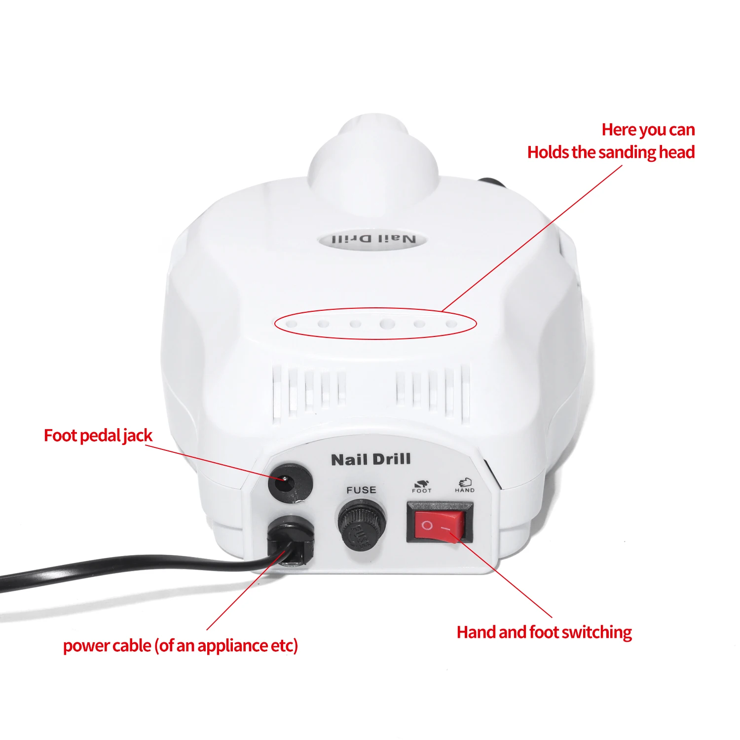 LULAA 電動ネイルドリルファイル アクリルネイル用 ナチュラルネイル フットペダル付き 手と足に最適 家庭用ネイルサロン