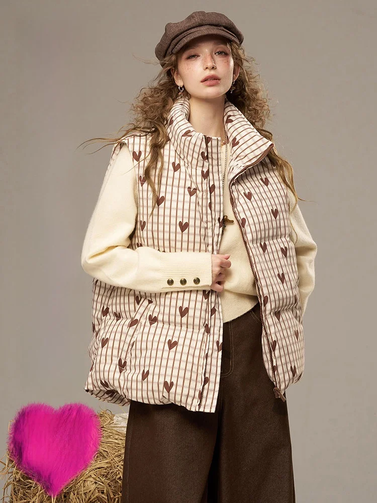 

Princ Soft Candy Design Женский хлопковый пуховый жилет с принтом Du Feather Jaet Casual Sle Thiened Autumn Faion