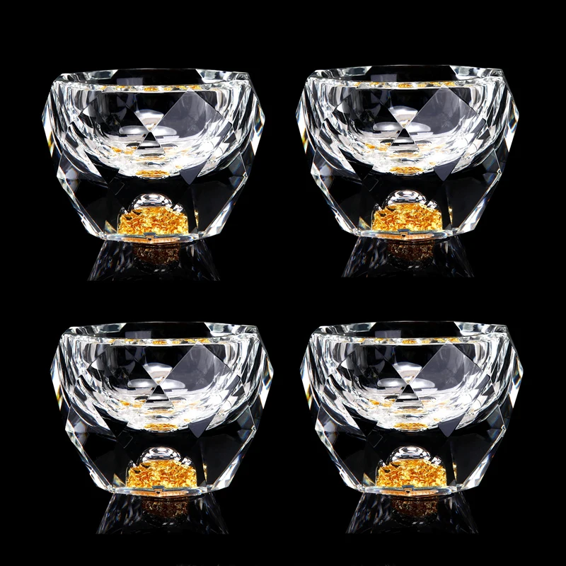 4pcs 50ml Crystal Faceted Liquor Glasses Set Vodka Whiskey Spirits Glasses Turquoise / Golden Wine Cup Soju Brandy Bar Utensils