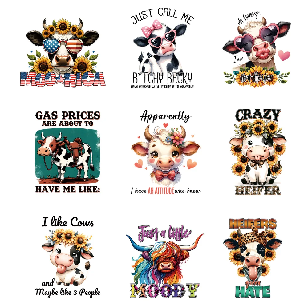 9 piece Heifers  washable HATE Patch Hot Press for Clothing DIY T-shirt Stickers