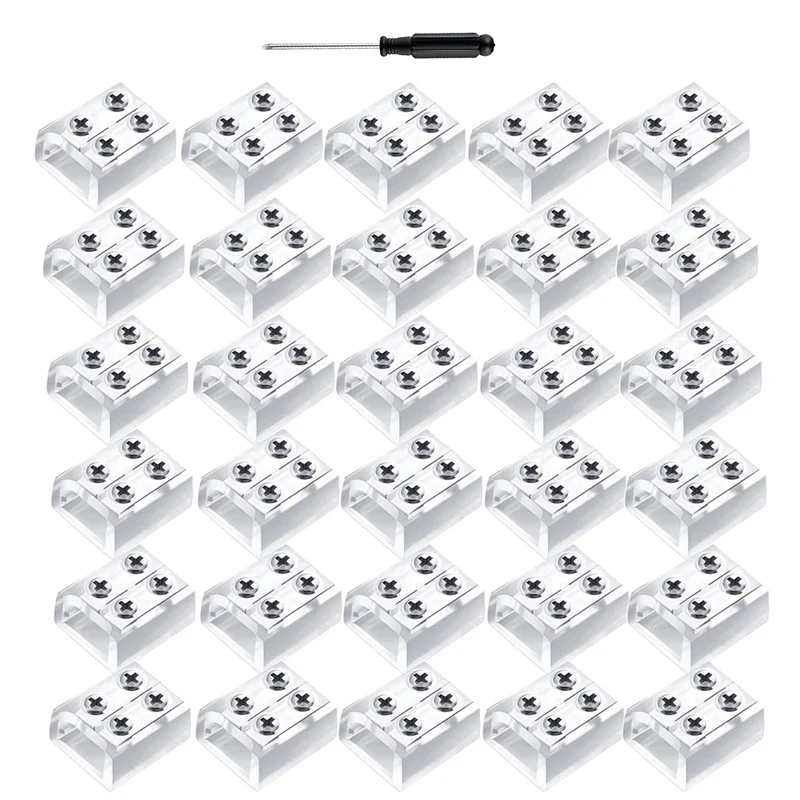 30 Piece Solderless LED Tape Light Connector Wire Terminal Block 2 Pin 10 Mm White For 5V 12V 24V Single Color LED Strip Lights