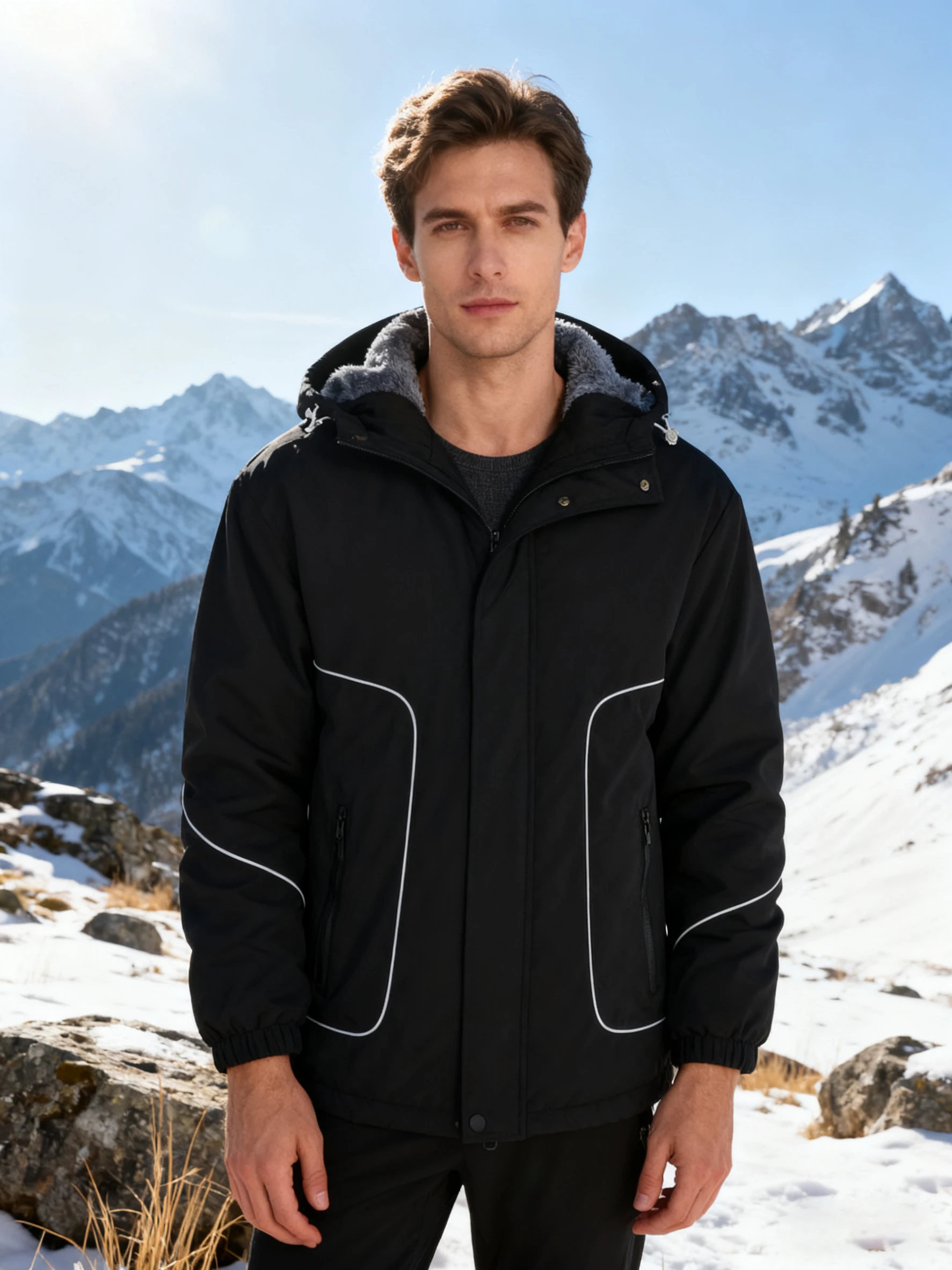 

Men's Casual Sports Jacket with Fleece Lining