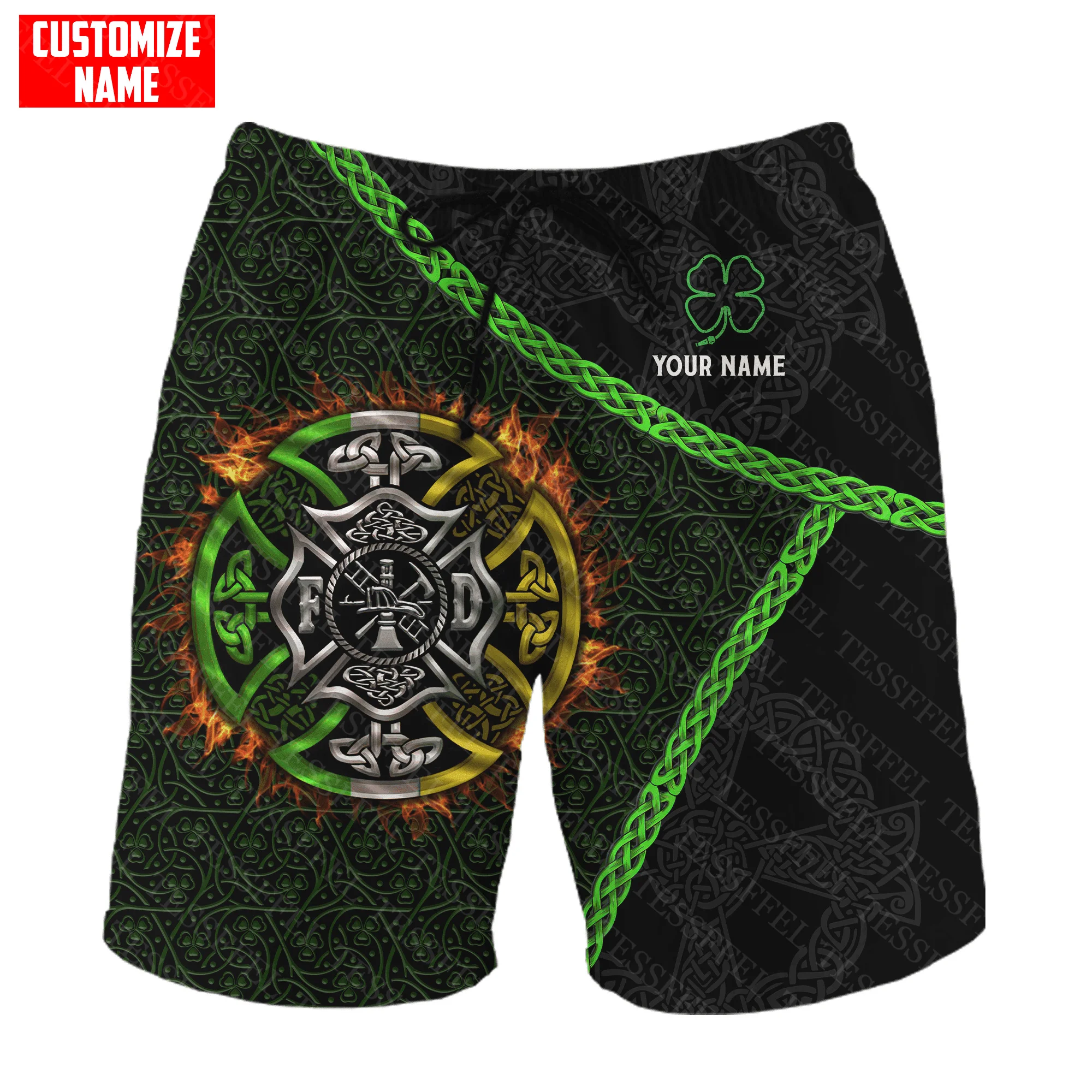 

Custom Name Cosplay Firemen Firefighter Skull Tattoo Vintage Retro 3DPrint Summer Streetwear Beach Shorts Casual Short Pants X2