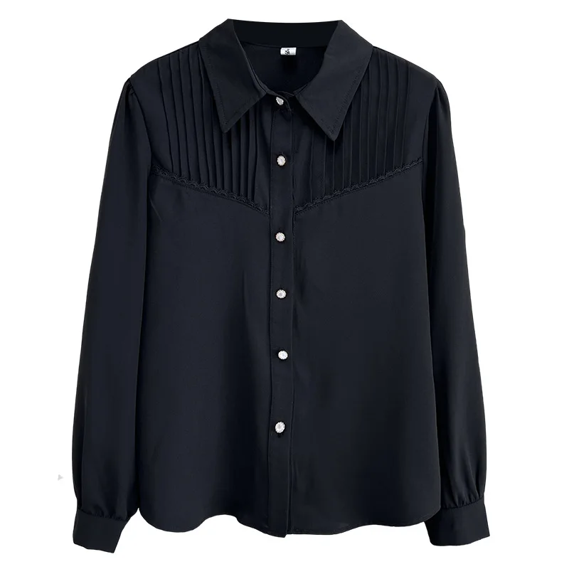 

Женские блузки больших размеров, осень 2023, новый стиль, модные и стильные лоскутные деловые рубашки с длинными рукавами, не гладильные