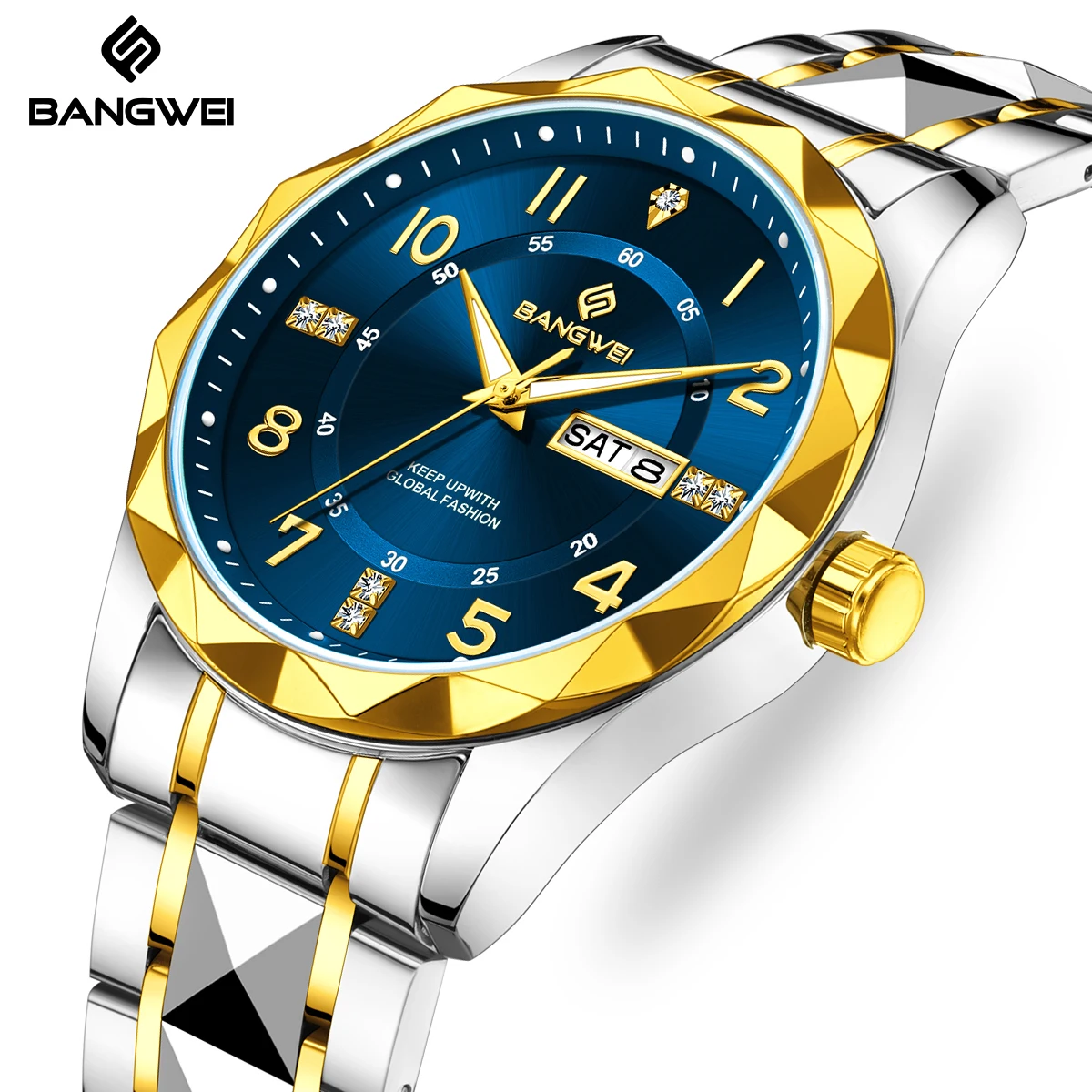 BANMGWEI Modische Herren-Quarzuhr mit Leuchtziffern Wasserdichte Luxus-Armbanduhr Edelstahl Herrenuhr Reloj