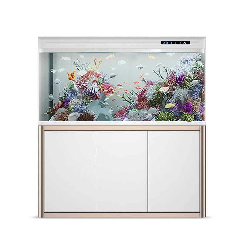 

Xl Super White Glass Aquarium Lazy Ecological Change Water Fish Globe with Base Cabinet