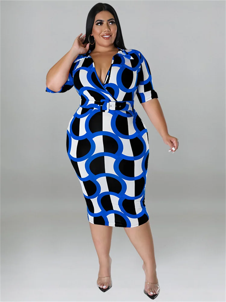 Wmstar plus size jurken feest bodycon vrouwen kleding shot mouw sexy maxi jurk kantoor dame met riem groothandel dropshipping