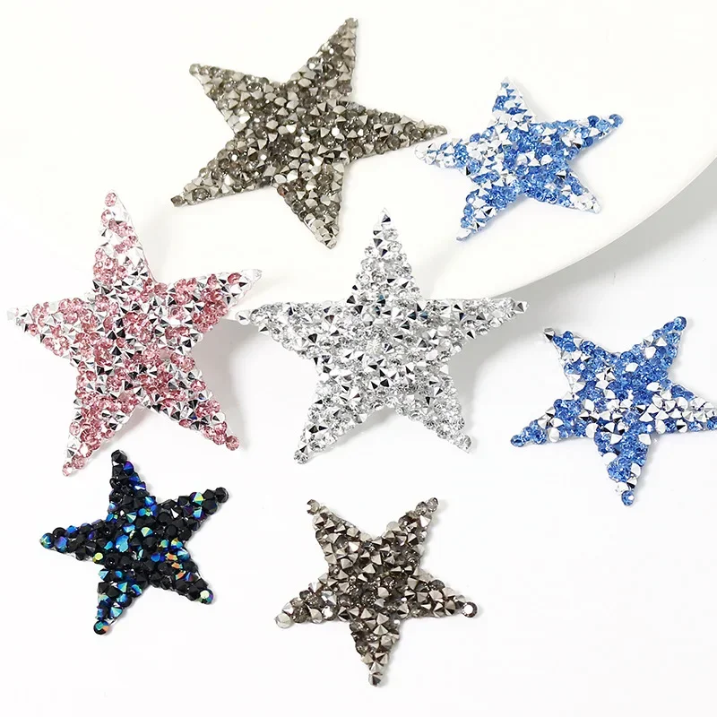 Mixed Size Star Rhinestone Iron Patches for Clothing Thermo Stickers on Clothes Fusible Patch Emblem Ironing Applications Craft