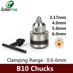 工具クランプ 0.6 〜 6 ミリメートルB10 マイクロモータドリルチャックテーパーマウントドリルチャックチャックキーと真鍮ミニ電気モーター