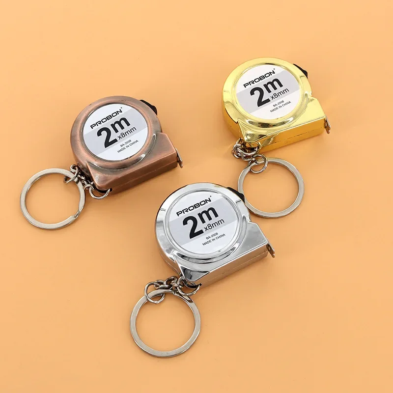 1pcs 2m Retractable Portable Keychain Design Mild Steel Small Measuring Tool for DIY Crafting Sewing Household Mini Tape Measure