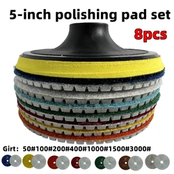 8 Stuks 5 Inch 125Mm Diamant Polijsten Pads Kit Nat/Droog Voor Graniet Steen Beton Marmer Polijsten Gebruik Slijpschijven Set M14