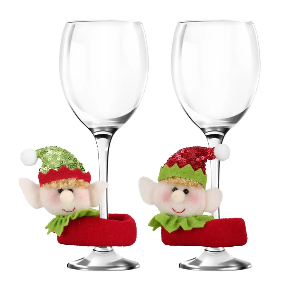 2-20 stücke Weihnachts dekor Wein Tasse Glas Ring Elch Schneemann Weinflasche Topper Ringe Weinglas Anhänger Weihnachts becher Dekoration