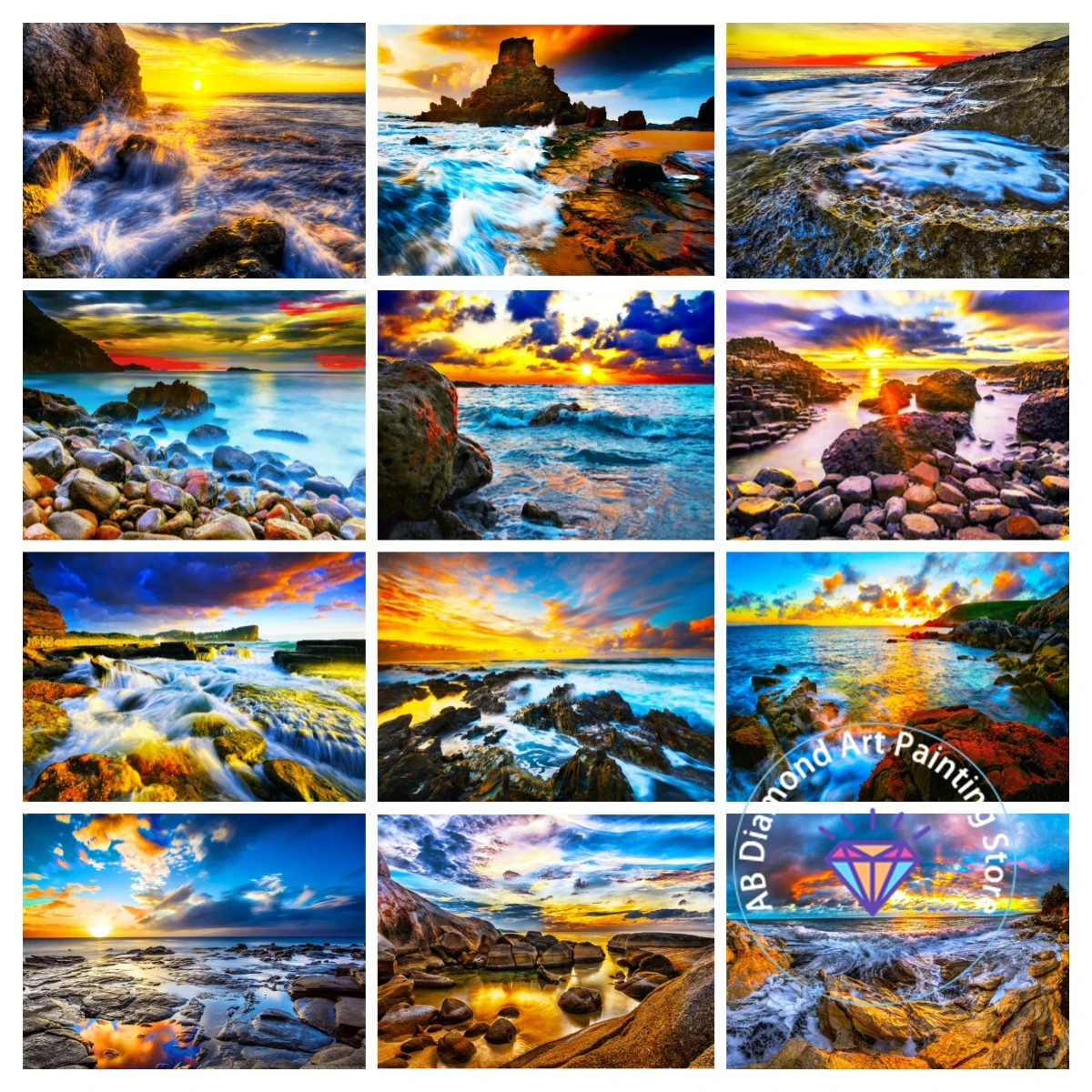 

Seaside Sunset Scenery AB Diamond Painting Kit 5D DIY Diamond Embroidery Cross Embroidery Handmade Art Gift Home Decoration