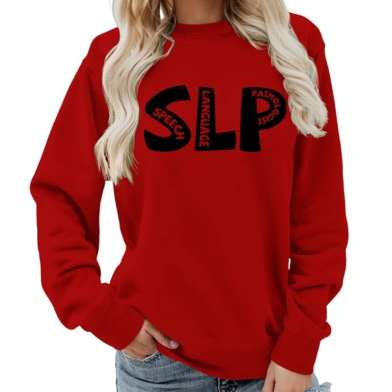 Sip Speech Language Pathologist Printed Round-neck Women's Top Hoodie for Autumn and Winter Sweatshirt Aesthetic