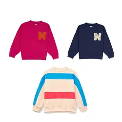 2025 Brand Kids Boy Girls Print Sweatshirts Baby Toddler Cotton Pullover Outwear Pants Costume Printing Stitching Sweatshirt
