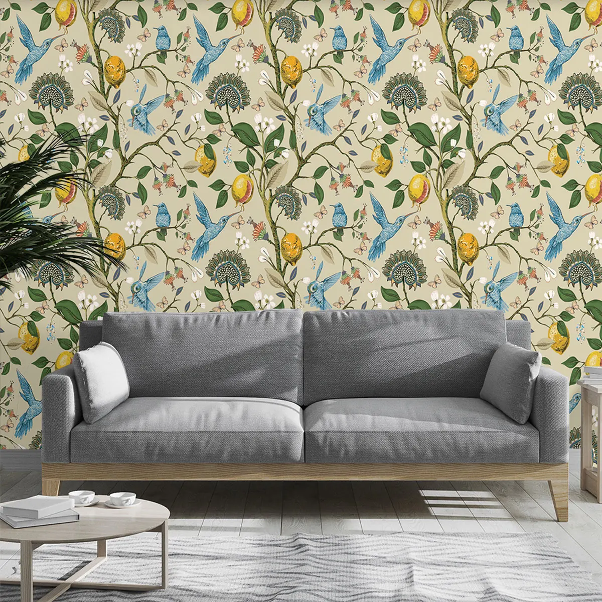 Stick Wallpaper Lemon Fruit Bird Botanical Vintage Removable Self Adhesive Wallpaper Contact Paper for Kitchen Wall Decor