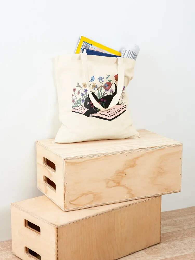 Cat and books Tote Bag Shopping bags shopping bags foldable canvas tote Gift bags