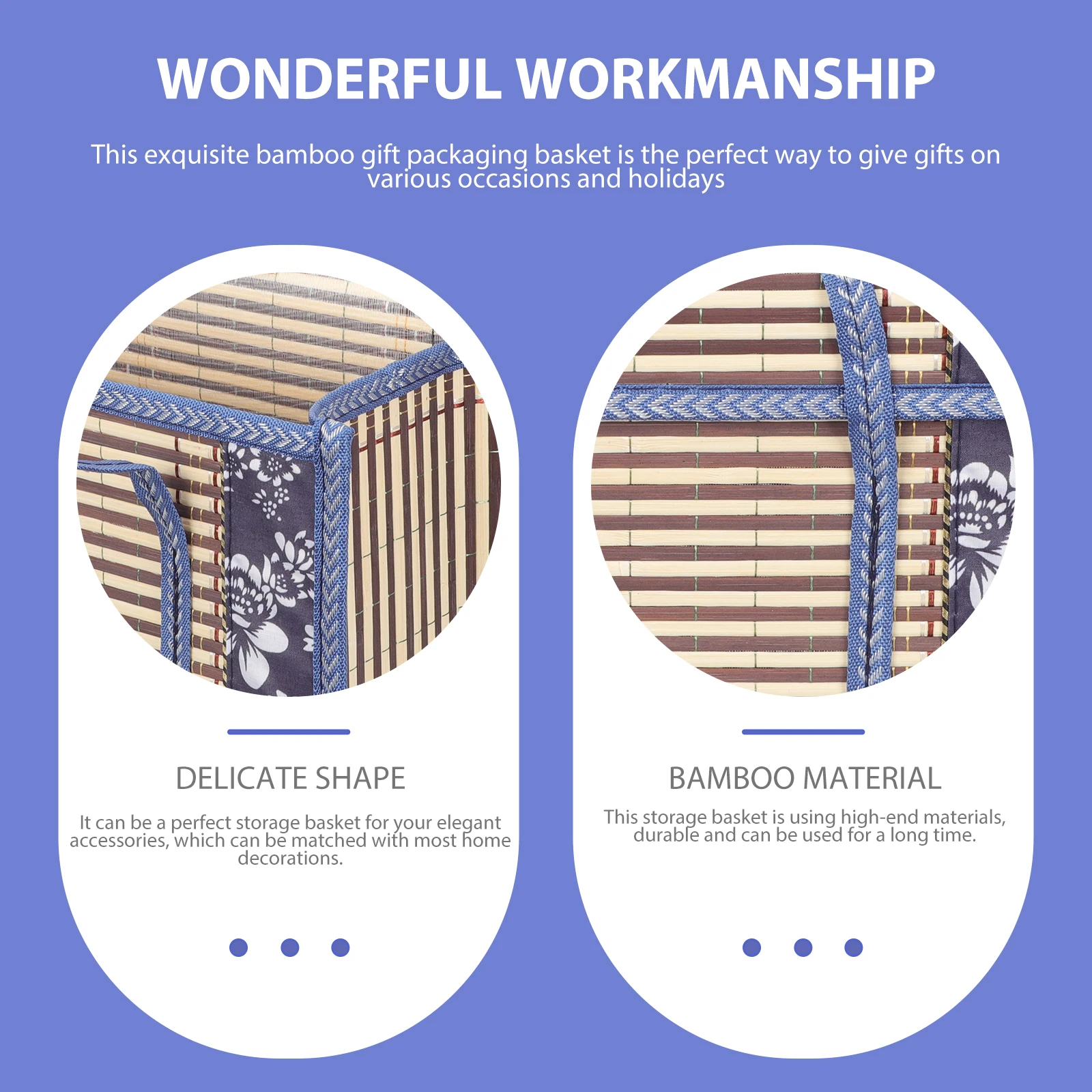

1pc Retro Bamboo Woven Gift Packaging Basket With Lid Storage Holder For Picnic Snack Food Cutlery Organizer Portable Outdoor