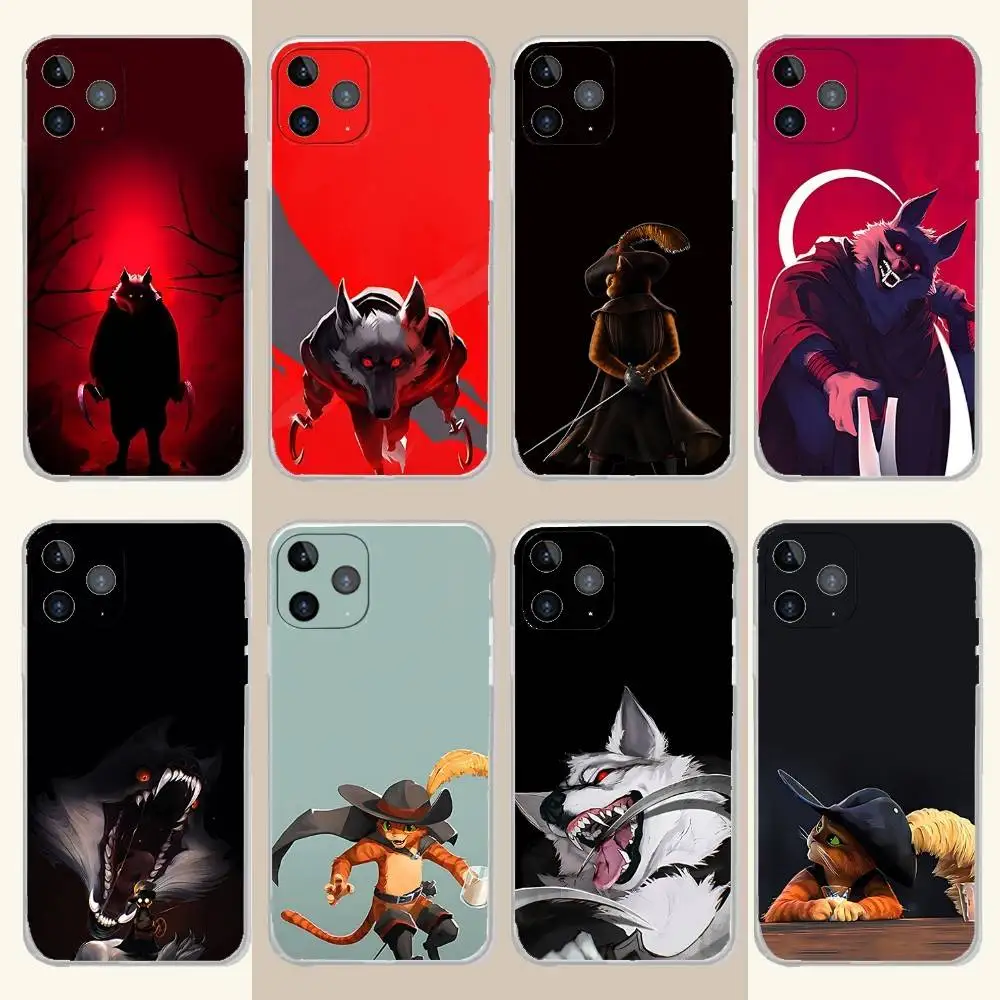 

P-Puss in Boots Movie Phone Case For iPhone 17,16,15,14,13,12,11 Pro,Max,Plus,X,XS,XR,SE4,E Mini Transparent Soft Cover