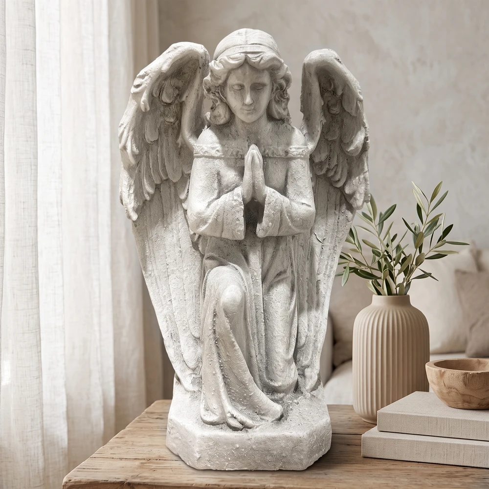 Magnesium Oxide Praying Angel Statue Weatherproof Cherub Sculpture Outdoor Garden Lawn Decor Ornament