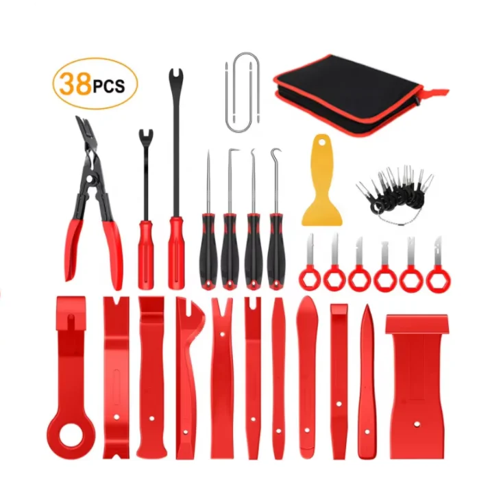 

38pcs/set Red Car Trim Removal Tools Kit Car Radio Audio Disassembly Door Clip Panel Interior Dashboard Removal Tool