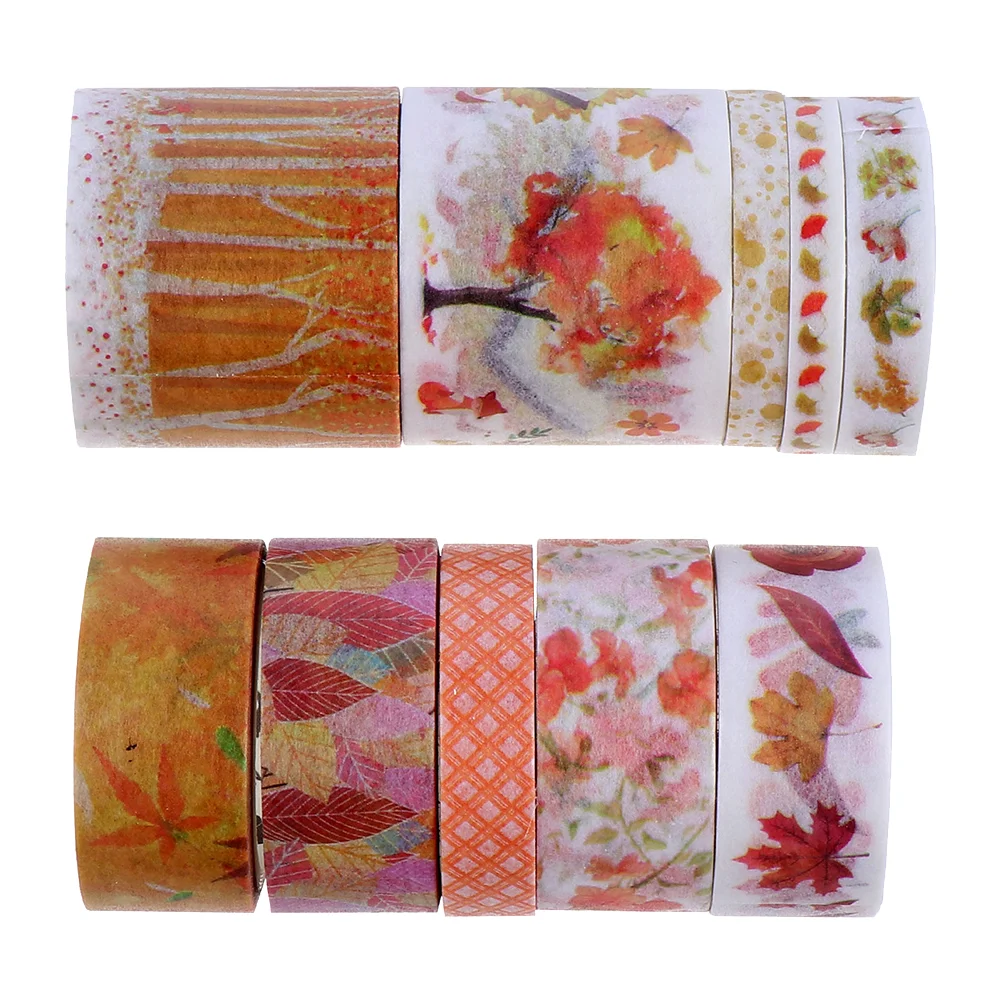 2 Boxes Decor Vintage Autumn Washi Tape Premium Hand Account Adhesive Tapes Decorative Scrapbook for Gift Wrapping Child