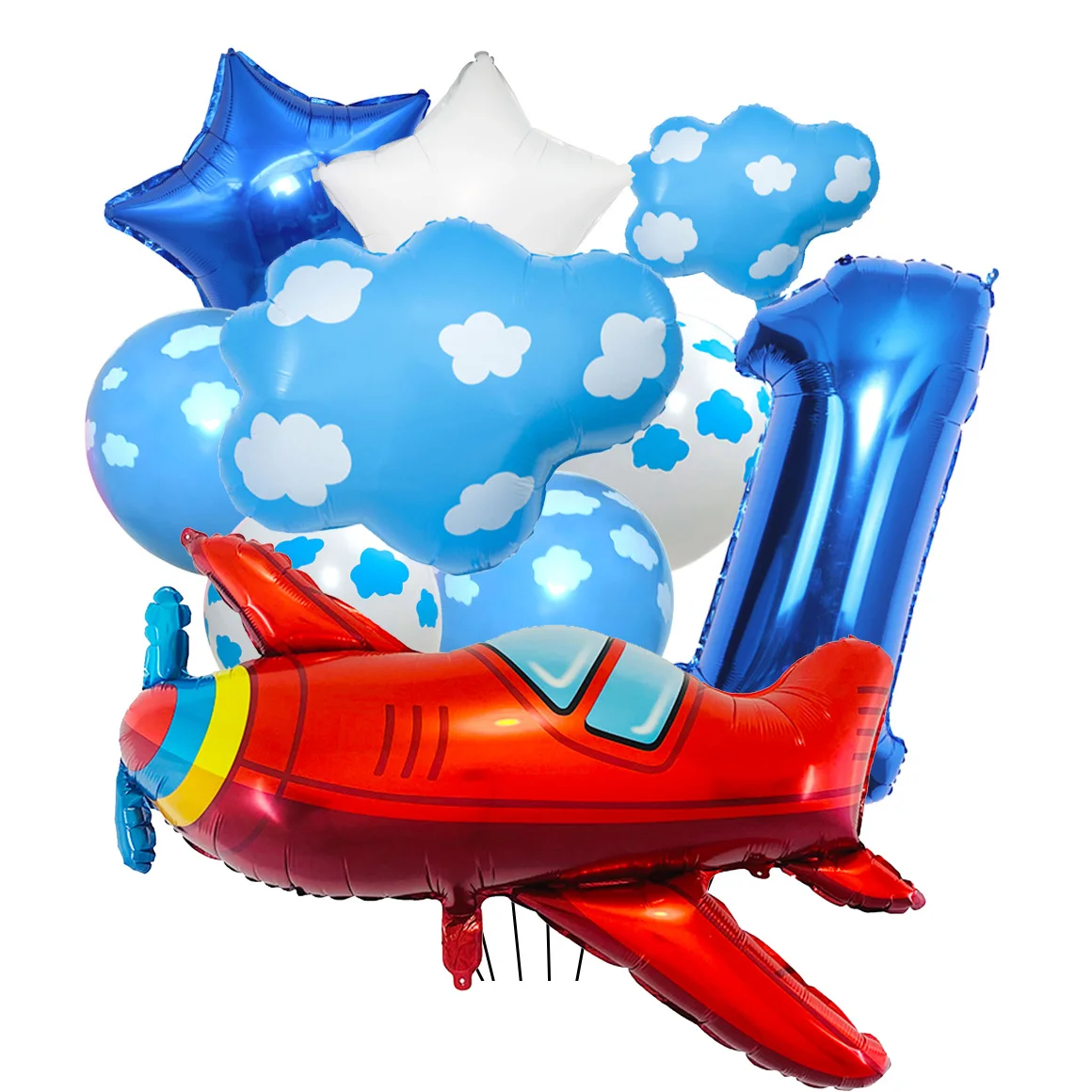 16pcs/set Airplane Balloon 32inch Number Foil Balloons 1st Birthday Aircraft Theme Birthday Party Decorations Boy Pilot Favors