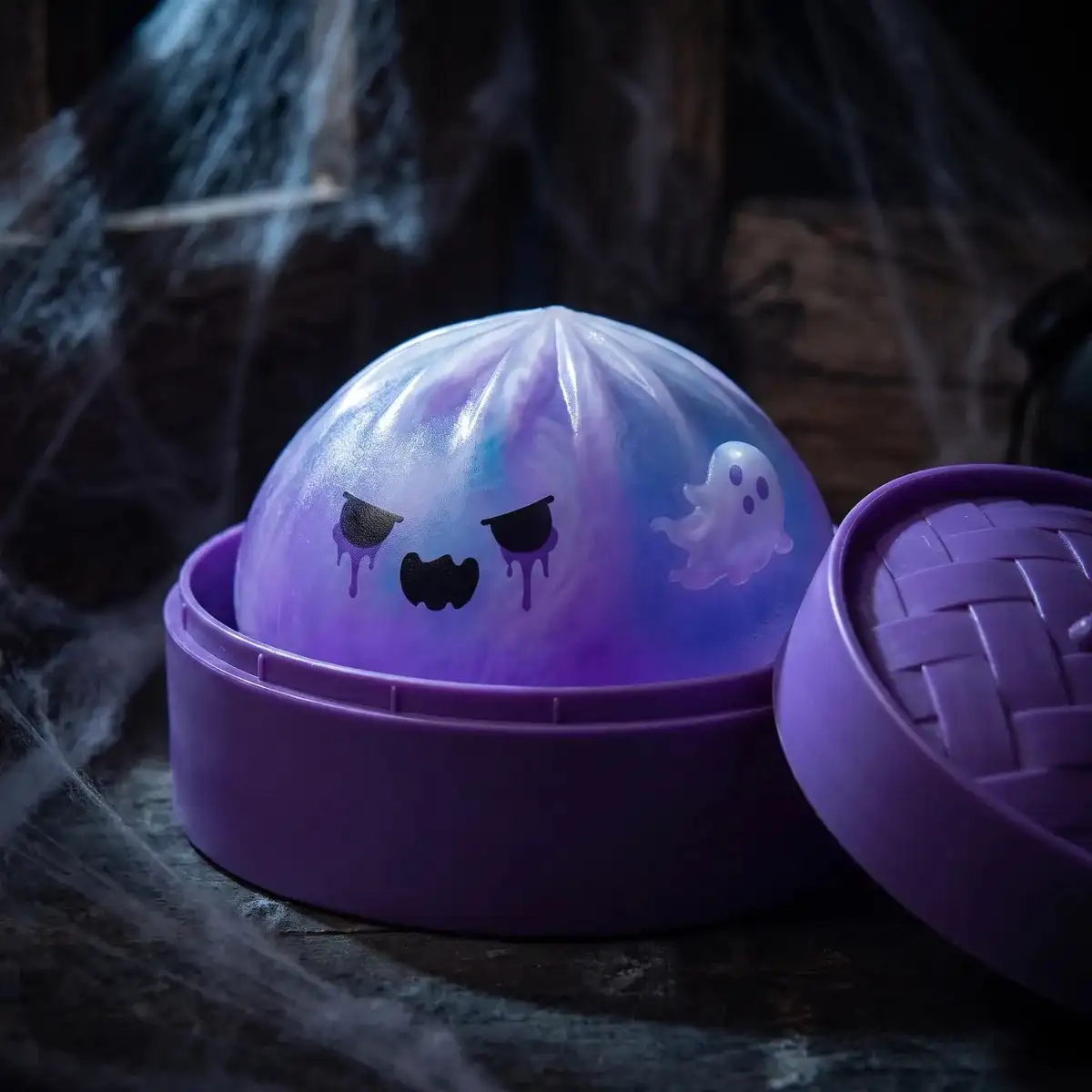 Giant Realistic Dumpling Squishy Toy Bamboo Steamer Set, Soft TPR Slow Rising Food Squeeze Ball ASMR Sensory Fidget Stre