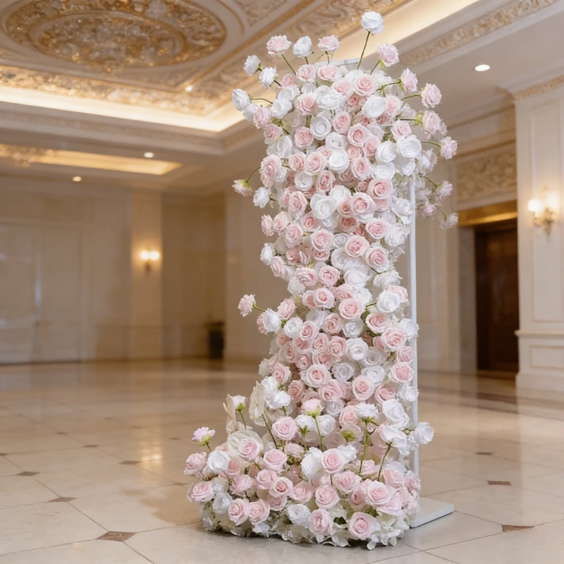 

200CM Pink Cake Tower Flower Arrangement Arch Horn Frame Decoration Flower Arrangement Wedding Arrangement