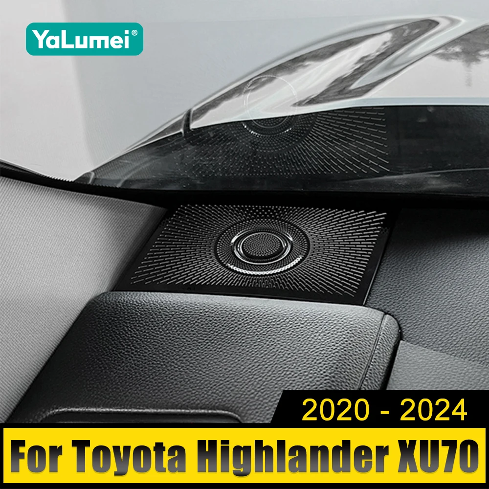 

For Toyota Highlander XU70 2020-2022 2023 2024 Stainless Car Front Dashboard Vent Sound Speaker Cover Panel Air Trims Stickers