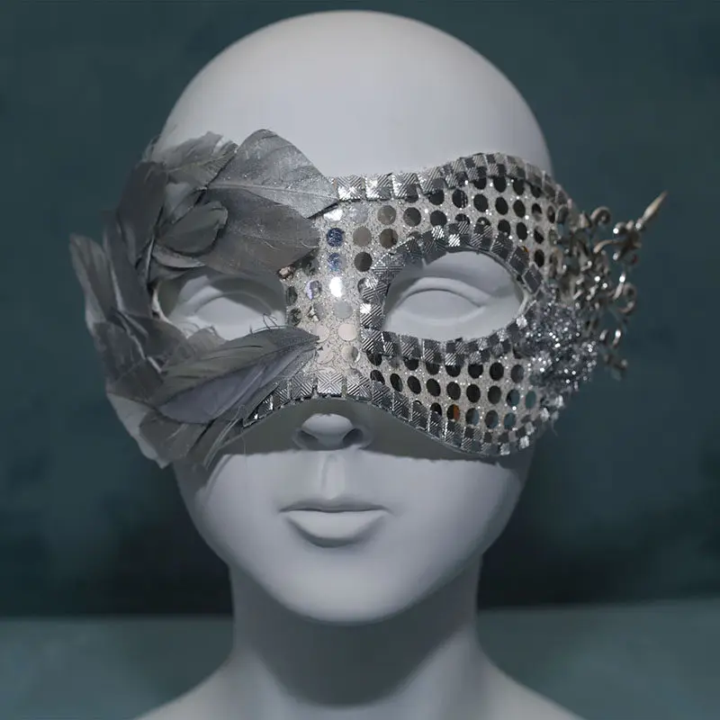 Silver Men's Half Face Prom Mask Mask