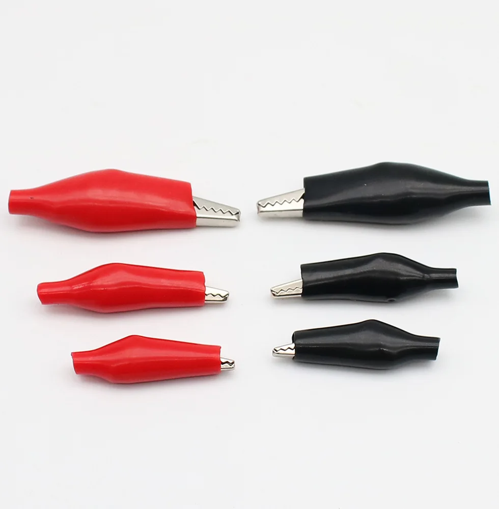 Pince crocodile en métal G98, pince électrique pour test de compteur de sonde, noir/rouge avec botte en plastique, 28mm/35mm/45mm, 10 pièces/lot