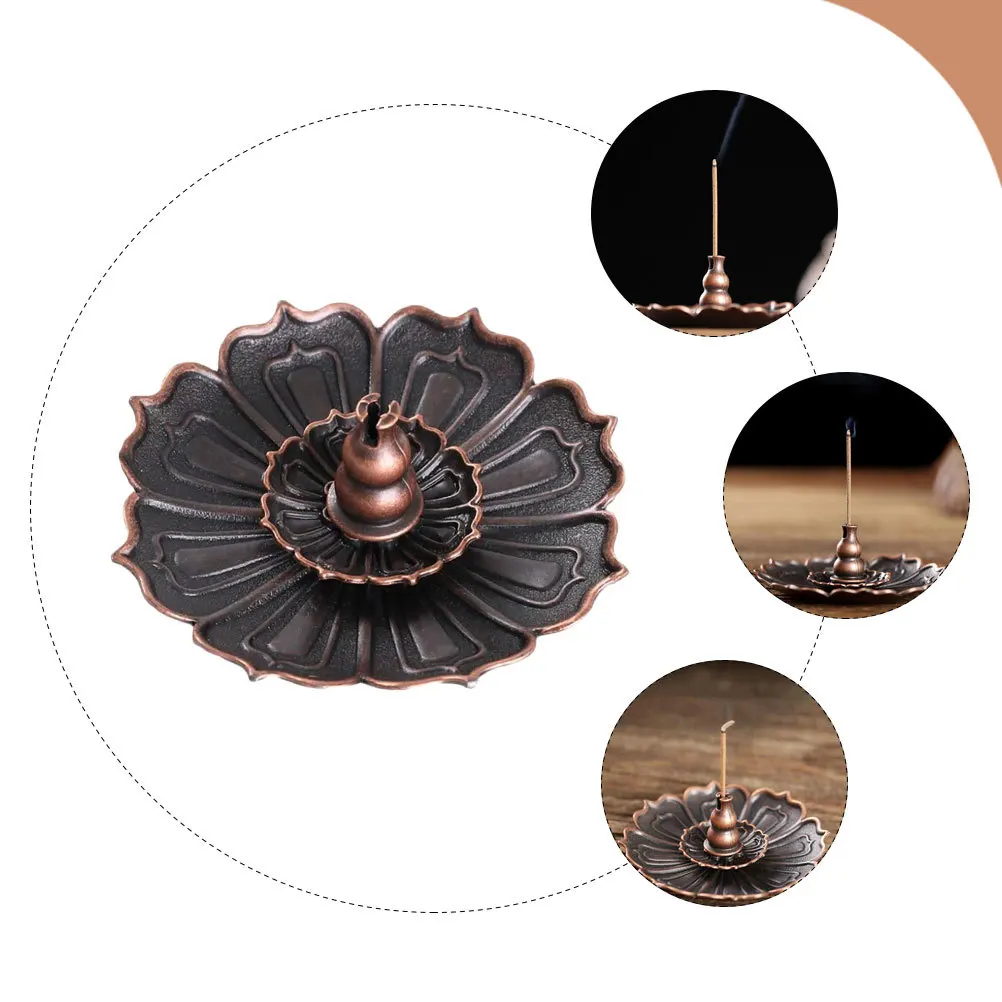 

Copper Lotus Shape Incense Holder Compact Home Censer Incense Stick Stand Decorative Censer Cone Holder