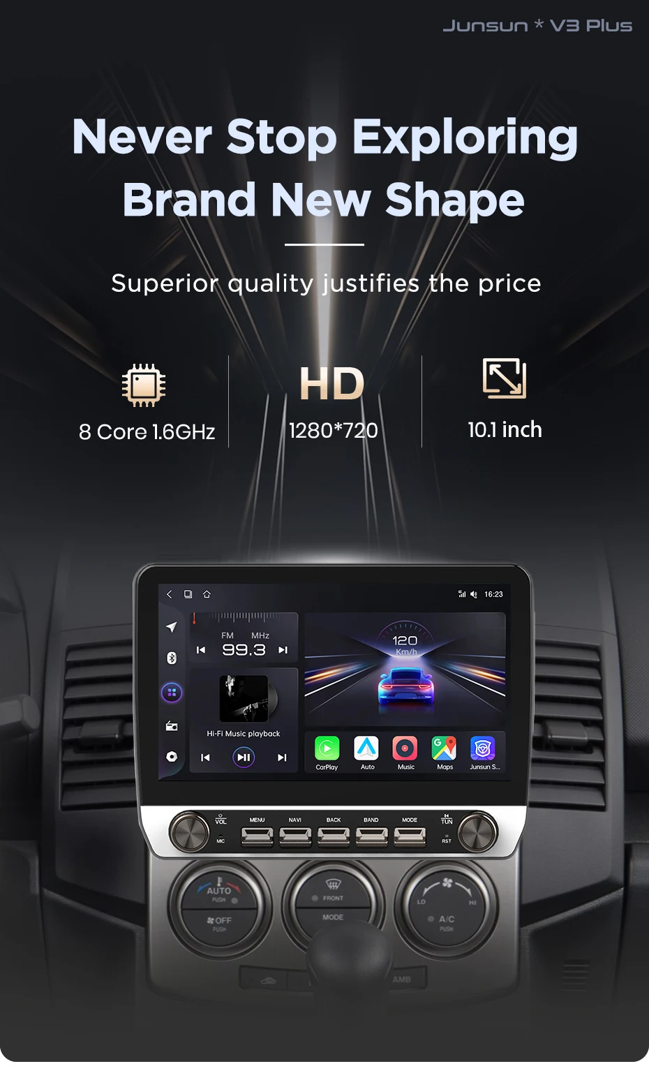 Junsun 10 "Taste Drahtlose CarPlay Für Apple Android Auto Auto Radio Für Mazda 5 2005 2006 2007 2008 -2010 GPS Navi Stereo BT RDS – Detail 3