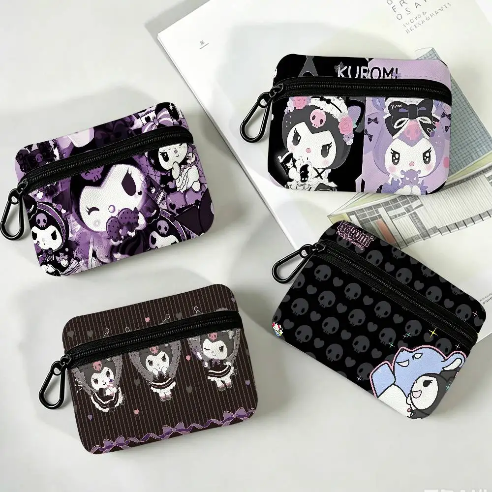 K-Kuromi Edgy-Kawaii Oxford Fabric Zipper Pouch Lightweight Hanging Coin Wallet For Coins ID Cards Keys Lipstick Earbuds