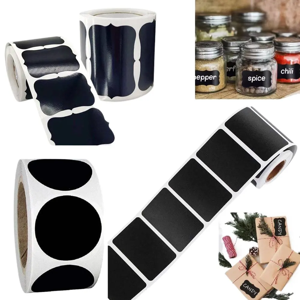 120Pcs/Roll Removable Blackboard Label Stickers With Erasable Pen Reusable Waterproof Chalkboard Labels for Home & Kitchen