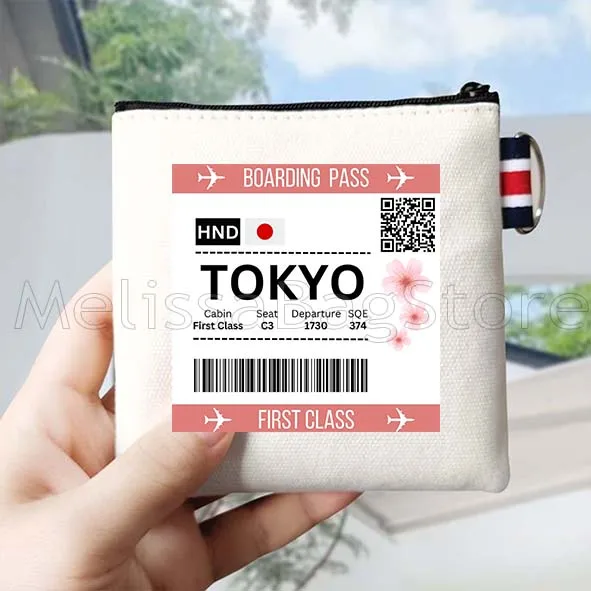 Нью-Йорк, Рим, Париж, Берлин, Токио Кайви, Мадрид, посадочный пропуск, холст, кошелек для монет, сумка, квадратная сумка, сумка для хранения ключей, сумка для карт, кошелек