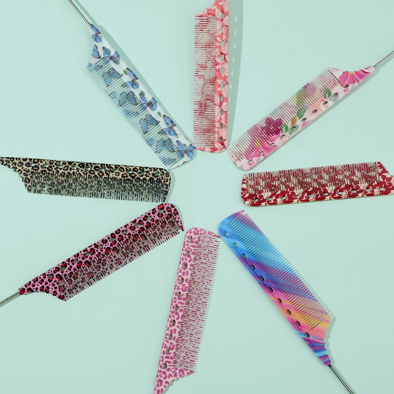 1 Stück/3 Stück/8 Stück 8 einzigartige bunte antistatische Rattenschwanzkämme – langlebig und stilvoll, Leoparden-/Neon-/Blumenmuster und mehr verfügbar – Detail 10