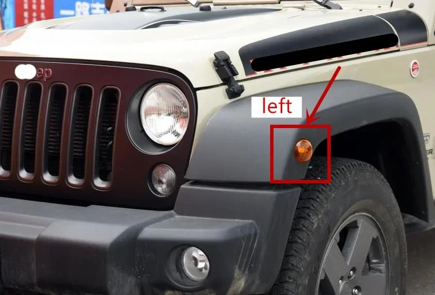 1 Piece Side Turn Signal Lights Front Fender Lamp for Wrangler-JK 2007-2015 Halogen Marker Side Lamp Clearance Light with Bulbs