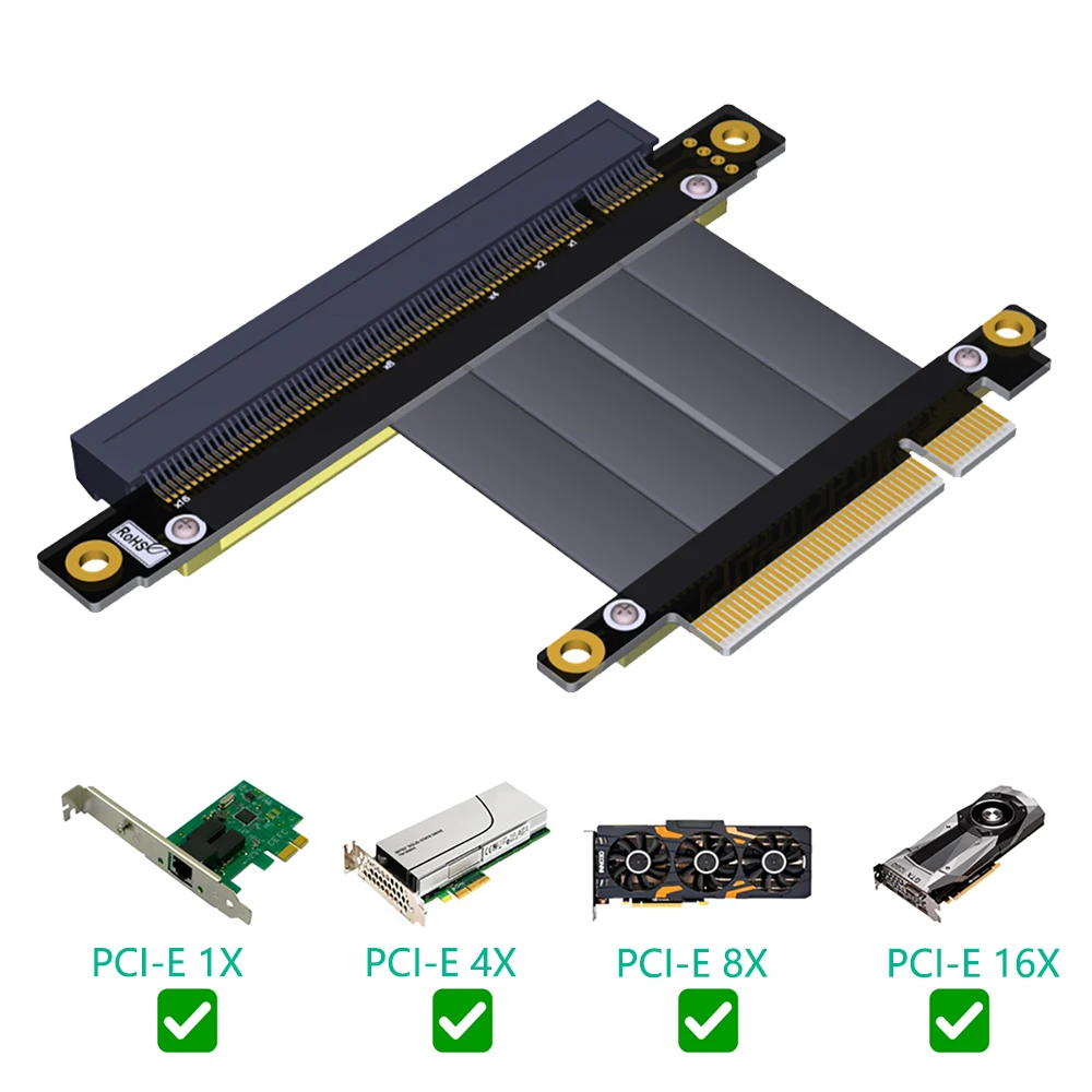 PCIE Riser PCI-E 8X to 16X Riser Extender Card Adapter PCIe 16X PCI Express Flexible Cable PCIe Gen3 8Gb Cables 17cm Axial Cable